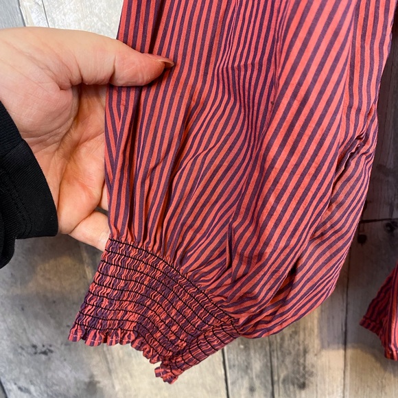 NWT Nation LTD Estelle Peasant Blouse in Burlesque Pink Stripes Size Small. - Picture 6 of 16